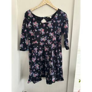 Lauren Conrad Women's Black Floral Cotton Blend Dress | Size XL